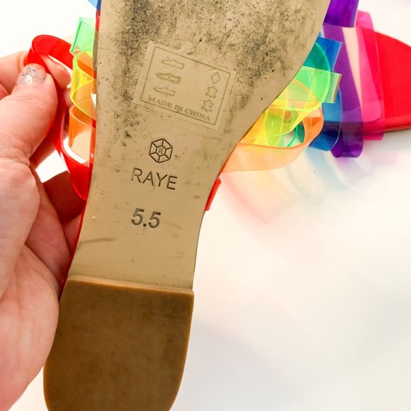 Lovers & Friends Raye Red Rainbow Slide Sandals 5.5 - Picture 6 of 8